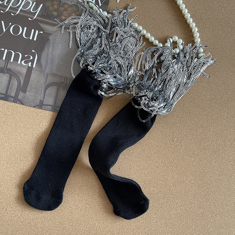 Sequin Tassle socks- black